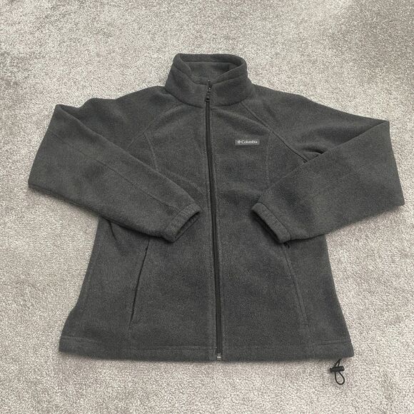 Columbia Benton Springs Fleece Jacket Womens PM Dark Gray Full Zip Outdoor Hike - Picture 1 of 10